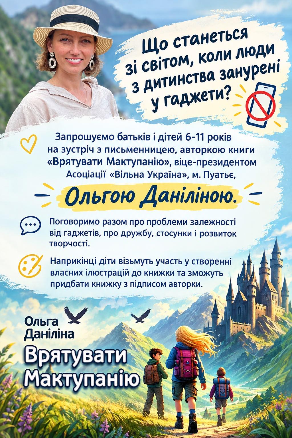 Зустріч з письменницею – Ольгою Даніліною 27/09/2026 о 13.00